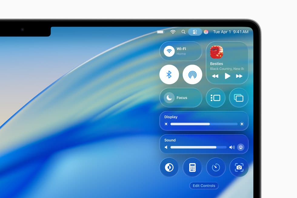 macOS Tahoe control center