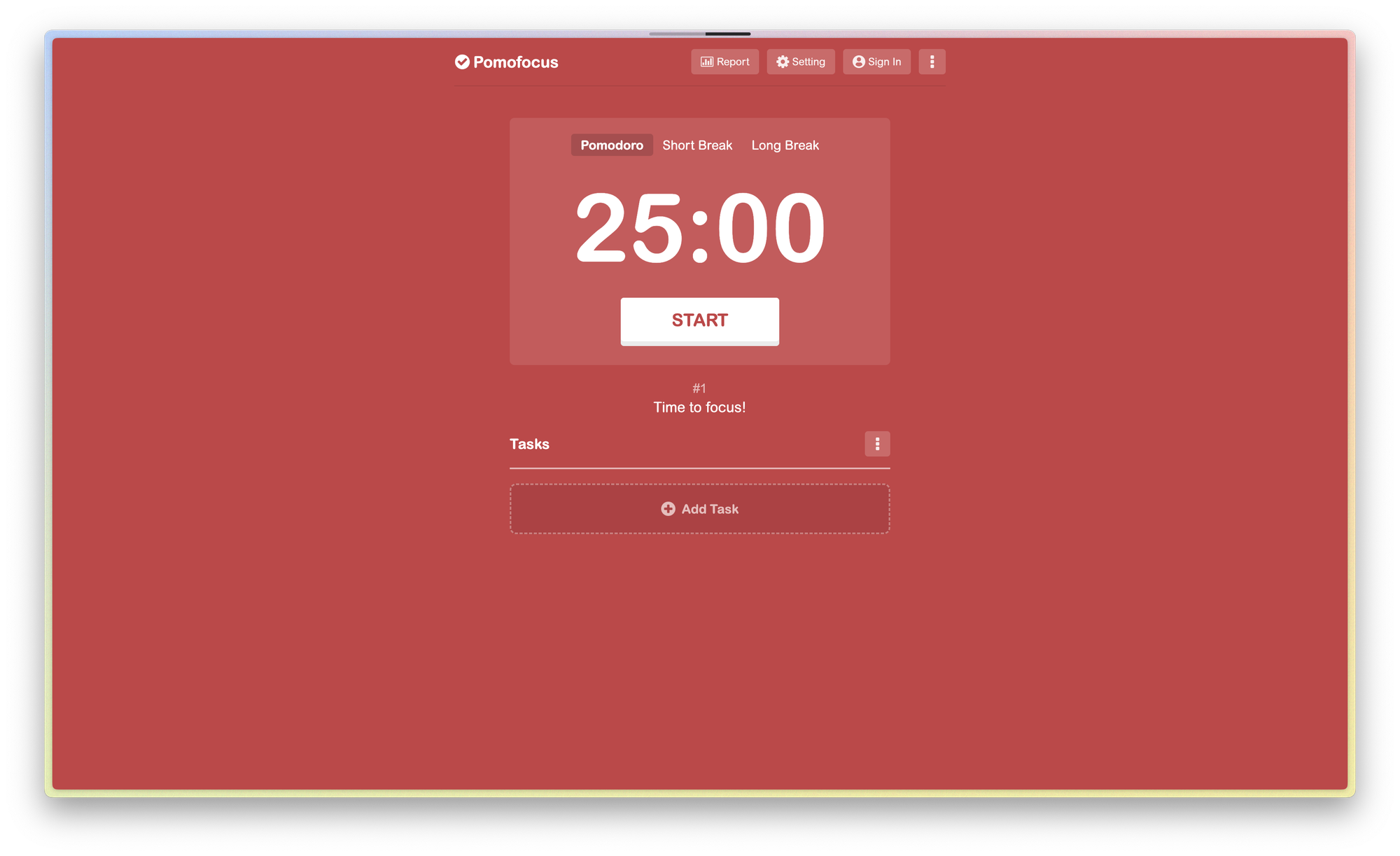 pomofocus.io 메인 페이지