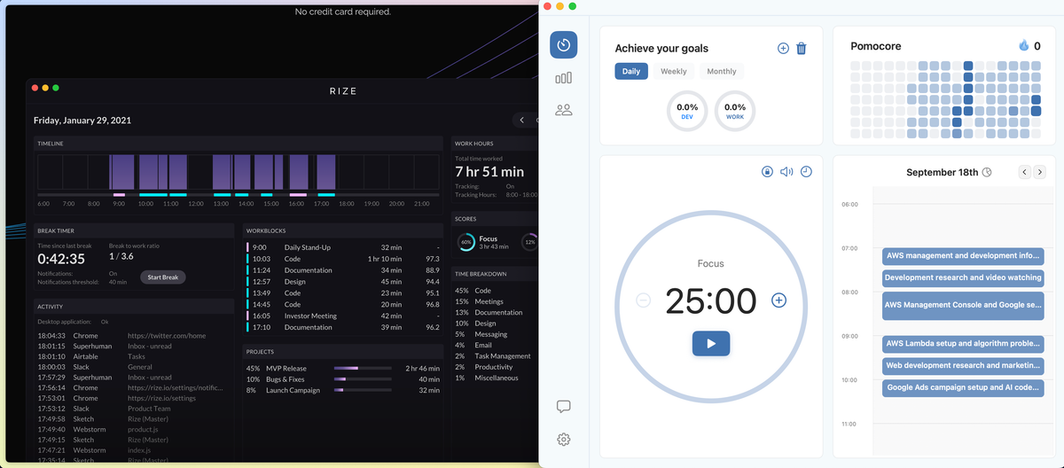 Rize vs Pomocore 집중 비교